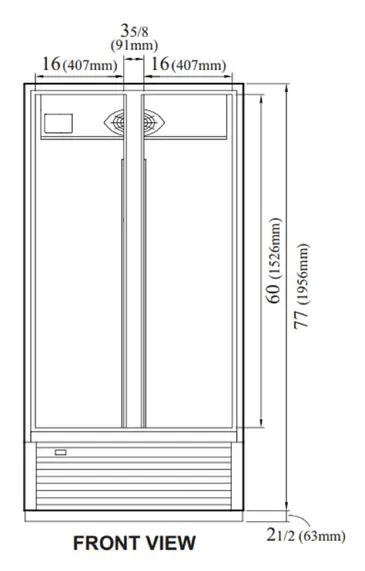 Turbo Air TGF-35SDH-N 39.5'' 30.94 cu. ft. 2 Section White Glass Door Merchandiser Freezer