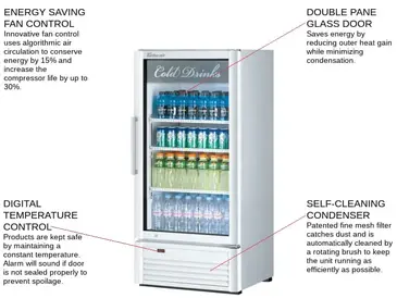 Turbo Air TGM-10SD-N6 25.75'' White 1 Section Swing Refrigerated Glass Door Merchandiser