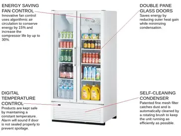 Turbo Air TGM-35SDH-N 39.5'' White 2 Section Swing Refrigerated Glass Door Merchandiser