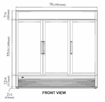 Turbo Air TGM-72SD-N 78'' Black 3 Section Swing Refrigerated Glass Door Merchandiser