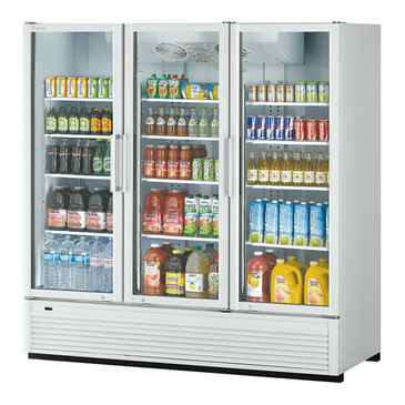 Turbo Air TGM-72SDH-N 78'' White 3 Section Swing Refrigerated Glass Door Merchandiser