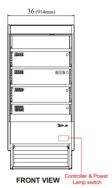 Turbo Air TOM-36DXB-N 36'' Black Vertical Air Curtain Open Display Merchandiser with 4 Shelves