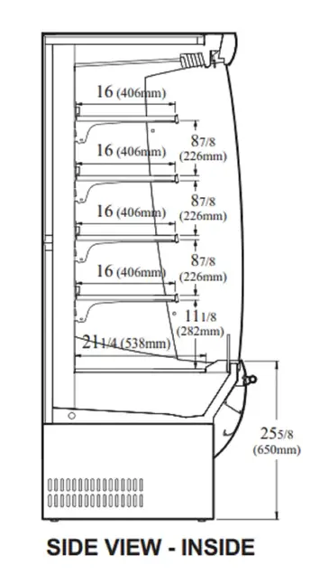 Turbo Air TOM-36DXB-N 36'' Black Vertical Air Curtain Open Display Merchandiser with 4 Shelves