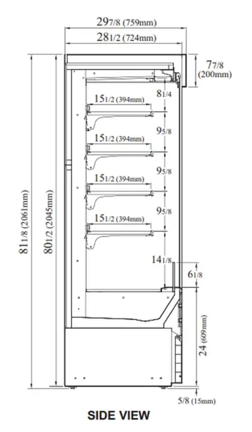 Turbo Air TOM-72EB-N 72'' Black Vertical Air Curtain Open Display Merchandiser with 8 Shelves