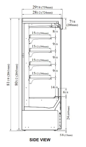 Turbo Air TOM-96EB-N 92.88'' Black Vertical Air Curtain Open Display Merchandiser with 8 Shelves