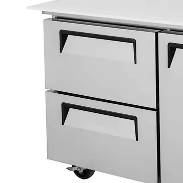 Turbo Air TPR-67SD-D2-N 67'' 1 Door 2 Drawer Counter Height Refrigerated Pizza Prep Table