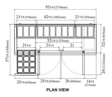 Turbo Air TPR-93SD-D2-N 93.38'' 2 Door 2 Drawer Counter Height Refrigerated Pizza Prep Table