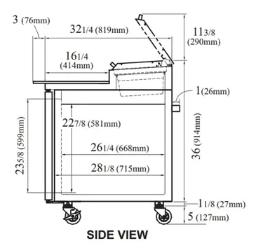 Turbo Air TPR-93SD-N 93.38'' 3 Door Counter Height Refrigerated Pizza Prep Table