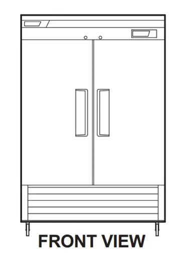 Turbo Air TSF-49SD-N 54.38'' 39.9 cu. ft. Bottom Mounted 2 Section Solid Door Reach-In Freezer