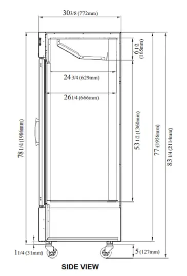 Turbo Air TSR-23GSD-N6 27'' White 1 Section Swing Refrigerated Glass Door Merchandiser