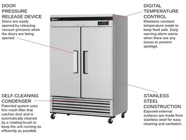 Turbo Air TSR-49SD-N6 54.38'' 42.69 cu. ft. Bottom Mounted 2 Section Solid Door Reach-In Refrigerator