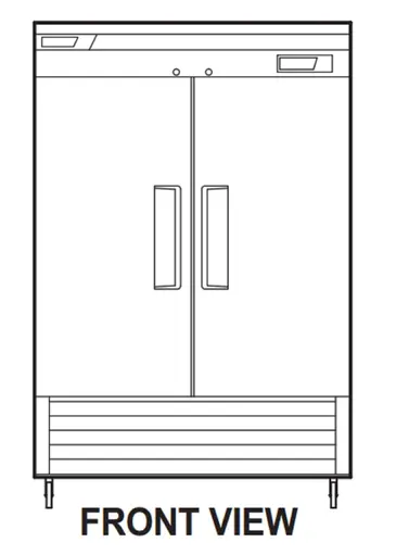 Turbo Air TSR-49SD-N6 54.38'' 42.69 cu. ft. Bottom Mounted 2 Section Solid Door Reach-In Refrigerator