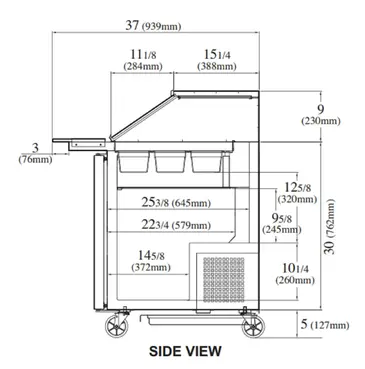 Turbo Air TST-28SD-12-N-SL 27.5'' 1 Door Counter Height Mega Top Refrigerated Sandwich / Salad Prep Table