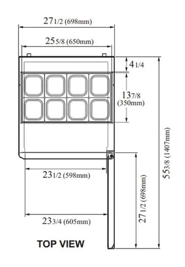 Turbo Air TST-28SD-N 27.5'' 1 Door Counter Height Refrigerated Sandwich / Salad Prep Table with Standard Top