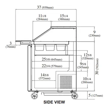 Turbo Air TST-48SD-18-N-SL 48.25'' 2 Door Counter Height Mega Top Refrigerated Sandwich / Salad Prep Table