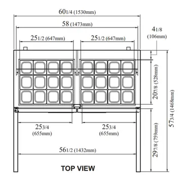 Turbo Air TST-60SD-24-N 60.25'' 2 Door Counter Height Mega Top Refrigerated Sandwich / Salad Prep Table