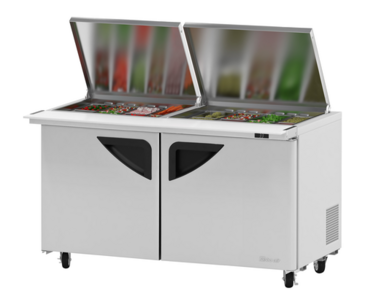 Turbo Air TST-60SD-24-N-FL 60.25'' 2 Door Counter Height Mega Top Refrigerated Sandwich / Salad Prep Table