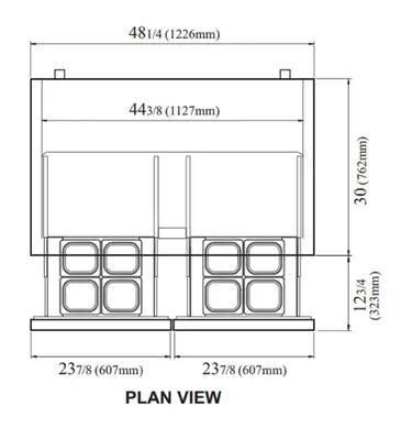 Turbo Air TUF-48SD-D4-N 48.25'' 2 Section Undercounter Freezer with Solid 4 Drawers and Side / Rear Breathing Compressor