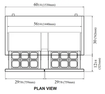 Turbo Air TUR-60SD-D4-N 60.25'' 2 Section Undercounter Refrigerator with 2 Left/Right Hinged Solid Doors and Side / Rear Breathing Compressor