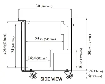 Turbo Air TUR-60SD-N 60.25'' 2 Section Undercounter Refrigerator with 2 Left/Right Hinged Solid Doors and Side / Rear Breathing Compressor