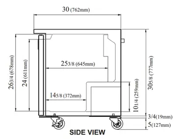 Turbo Air TUR-72SD-N 72.63'' 3 Section Undercounter Refrigerator with 3 Left/Right Hinged Solid Doors and Side / Rear Breathing Compressor