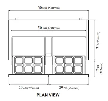 Turbo Air TWR-60SD-D4-N 60.25'' 4 Drawer ADA Height Worktop Refrigerator with Side / Rear Breathing Compressor - 16.0 cu. ft.