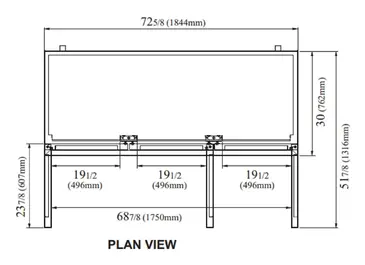 Turbo Air TWR-72SD-N 72.63'' 3 Door ADA Height Worktop Refrigerator with Side / Rear Breathing Compressor - 19.0 cu. ft.