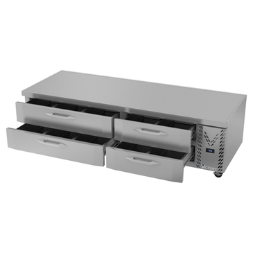 Victory Refrigeration CBF84HC 84" 4 Drawer Freezer Base, Stainless & Galvanized Steel Exterior, Aluminum Interior with Marine Edge Top - 115 Volts