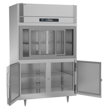 Victory Refrigeration DRS-2D-S1-HD-HC 52.13'' 46.5 cu. ft. Top Mounted 2 Section Glass/Solid Half Door Reach-In Refrigerator