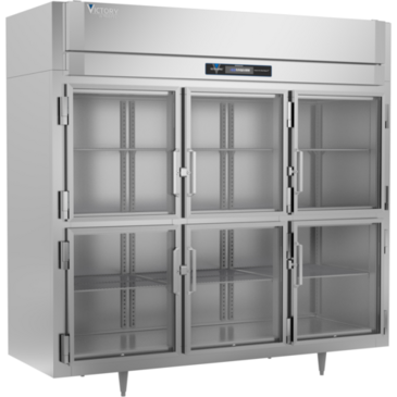 Victory Refrigeration FS-3D-S1-EW-HG-HC 85.50'' 79.6 cu. ft. Top Mounted 3 Section Glass Half Door Reach-In Freezer