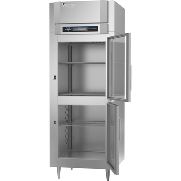 Victory Refrigeration FSA-1D-S1-EW-HG-HC 31.25'' 24.4 cu. ft. Top Mounted 1 Section Glass Half Door Reach-In Freezer