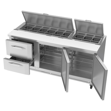 Victory Refrigeration VSPD72HC-18-2 72.00'' 2 Door 2 Drawer Counter Height Refrigerated Sandwich / Salad Prep Table with Standard Top