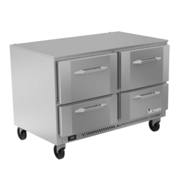 Victory Refrigeration VUFD48HC-4 48.00'' 2 Section Undercounter Freezer with Solid 4 Drawers and Front Breathing Compressor