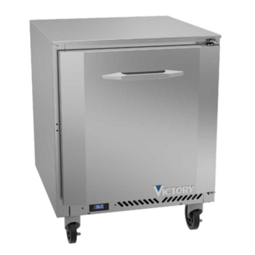 Victory Refrigeration VUR27HC 27'' 1 Section Undercounter Refrigerator with 1 Right Hinged Solid Door and Side / Rear Breathing Compressor