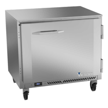 Victory Refrigeration VUR36HC 36'' 1 Section Undercounter Refrigerator with 1 Right Hinged Solid Door and Side / Rear Breathing Compressor