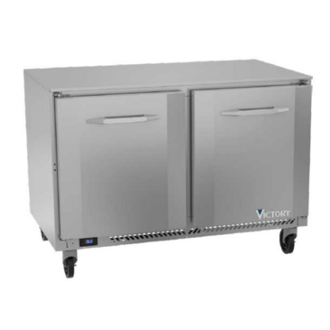 Victory Refrigeration VUR48HC 48'' 2 Section Undercounter Refrigerator with 2 Left/Right Hinged Solid Doors and Side / Rear Breathing Compressor