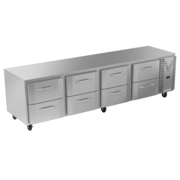 Victory Refrigeration VURD119HC-8 118.88'' 4 Section Undercounter Refrigerator with 8 Drawers and Side / Rear Breathing Compressor