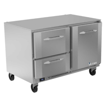 Victory Refrigeration VURD48HC-2 48.00'' 2 Section Undercounter Refrigerator with 1 Right Hinged Solid Door 2 Drawers and Side / Rear Breathing Compressor