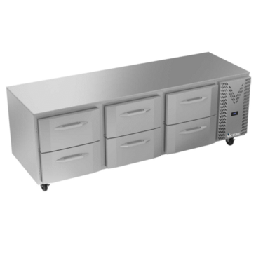 Victory Refrigeration VURD93HC-6 93.00'' 3 Section Undercounter Refrigerator with 6 Drawers and Side / Rear Breathing Compressor