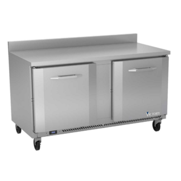 Victory Refrigeration VWF60HC 60'' 2 Door Counter Height Worktop Freezer with Front Breathing Compressor - 14.7 cu. ft.