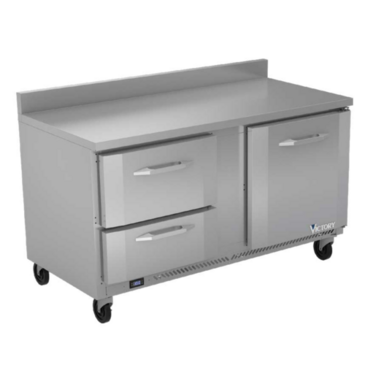 Victory Refrigeration VWFD60HC-2 60'' 1 Door 2 Drawer Counter Height Worktop Freezer with Front Breathing Compressor - 14.7 cu. ft.