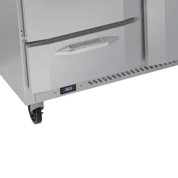 Victory Refrigeration VWRD72HC-2 72'' 2 Door 2 Drawer Counter Height Worktop Refrigerator with Side / Rear Breathing Compressor - 21.5 cu. ft.