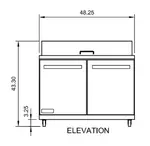 Arctic Air AST48R 48.25'' 2 Door Counter Height Refrigerated Sandwich / Salad Prep Table with Standard Top