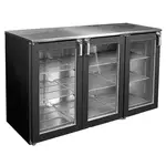 Glastender C1RB60 Black 3 Glass Door Refrigerated Back Bar Storage Cabinet, 120 Volts